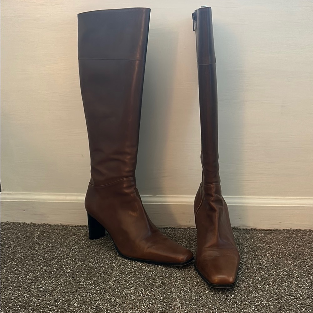 Ann Taylor Brown Leather Heeled Boots